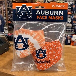 Auburn Tigers Face Masks‎ 2-Pack Tie Dye and Floral Orange Navy AU